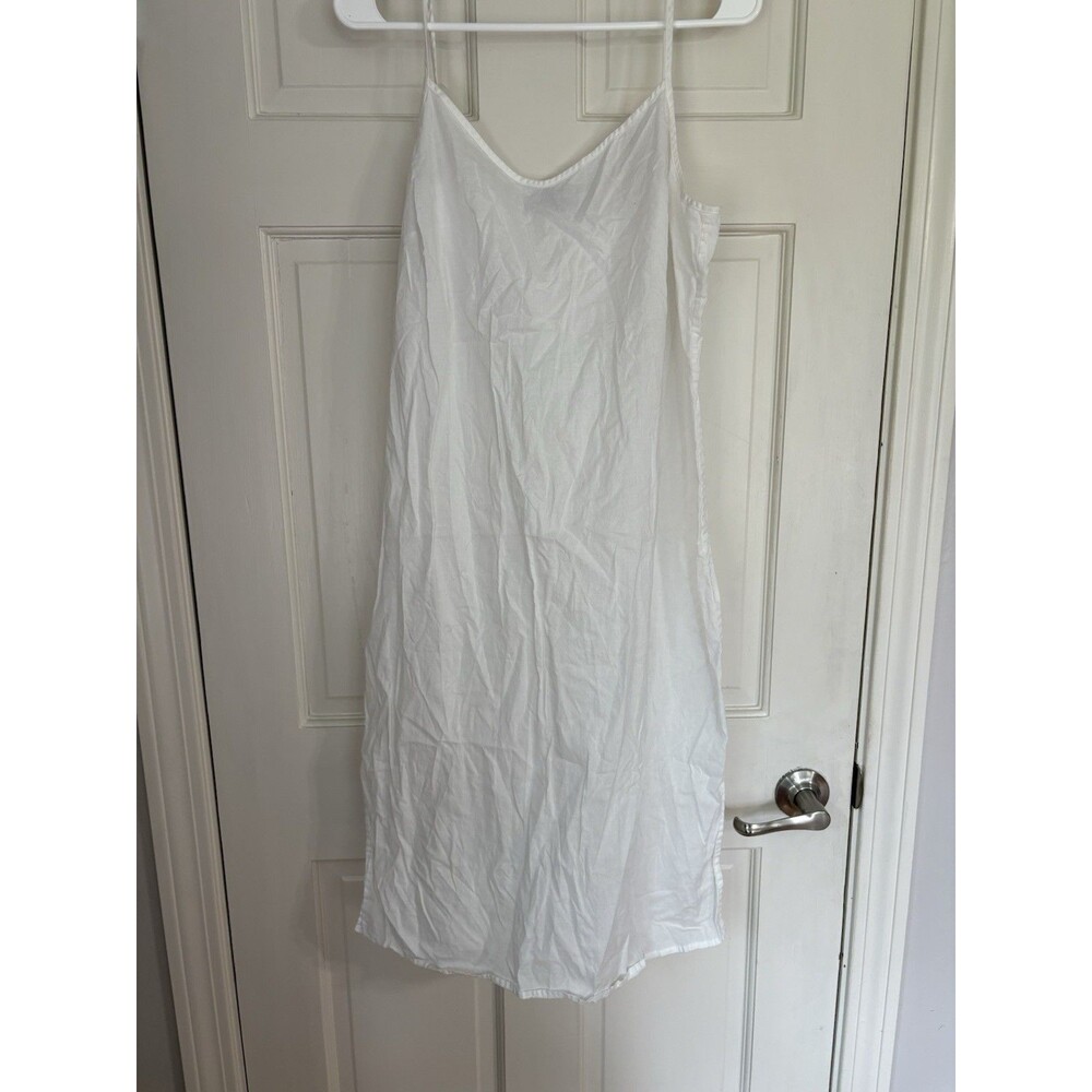 Brooks Brothers White Cotton Linen Slip Dress Cover Up Size 8 Resort Beach